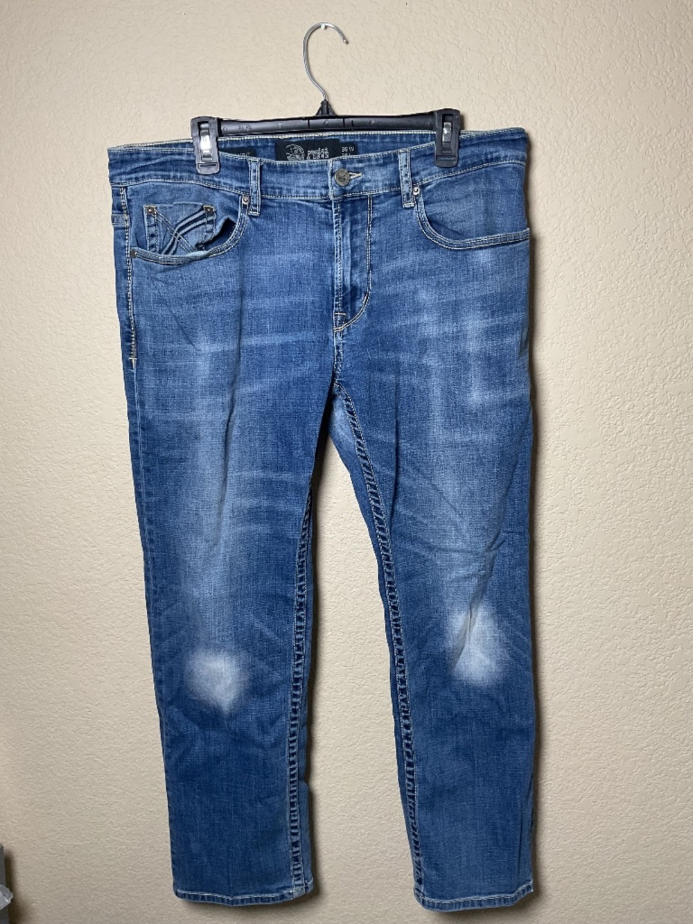 Seeded & Sewn Mens 36X30 Jordan Reg Straight Leg Denim Blue Jeans Medium Wash